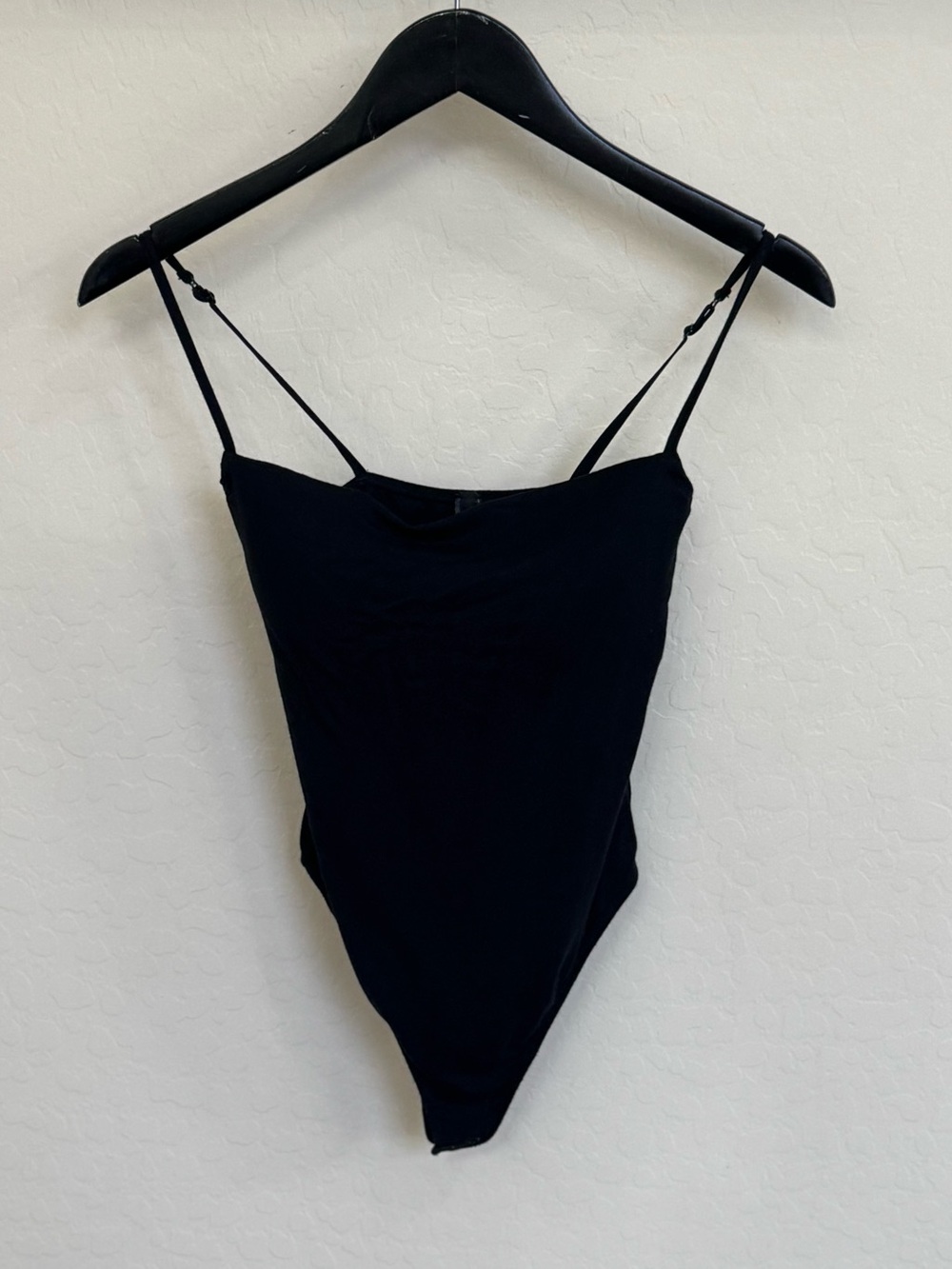SKIMS Fits Everybody Black Spaghetti Strap Cami Bodysuit XS Thong Soft Modal